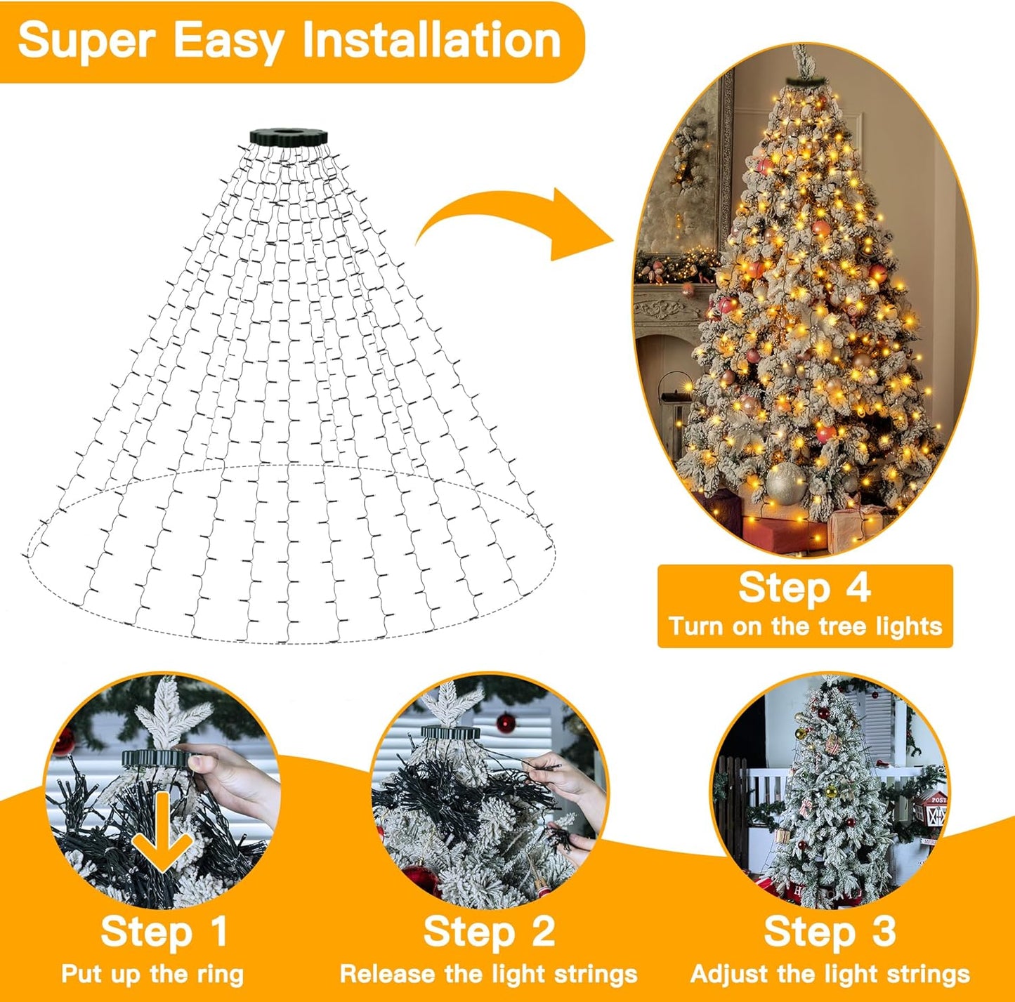 Ollny_Christmas_Tree_Lights_8.2ft*16_Strings_with_Ring,_8_Lighting_Modes_3_Timers_Dimmable_Christmas_Lights_Indoor/Outdoor_with_Remote,_Waterproof_for_Xmas_Decor_(Warm_White)