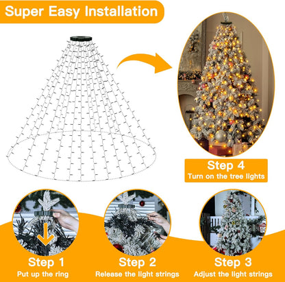 Ollny_Christmas_Tree_Lights_8.2ft*16_Strings_with_Ring,_8_Lighting_Modes_3_Timers_Dimmable_Christmas_Lights_Indoor/Outdoor_with_Remote,_Waterproof_for_Xmas_Decor_(Warm_White)