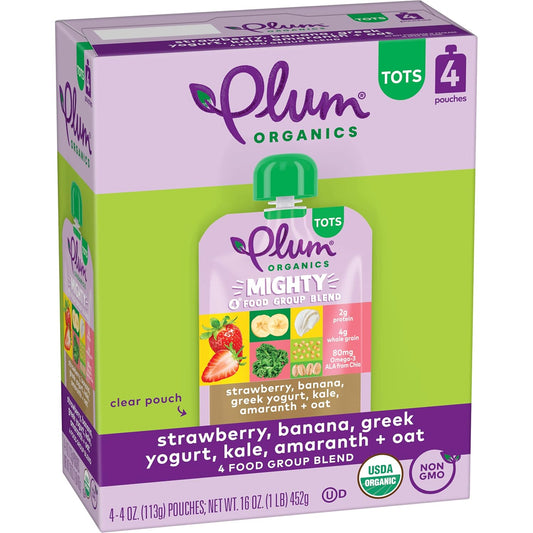 Plum_Organics_Mighty_4_Organic_Toddler_Food_-_Strawberry,_Banana,_Greek_Yogurt,_Kale,_Amaranth,_and_Oat_-_4_oz_Pouch_(Pack_of_4)_-_Organic_Fruit_and_Vegetable_Toddler_Food_Pouch