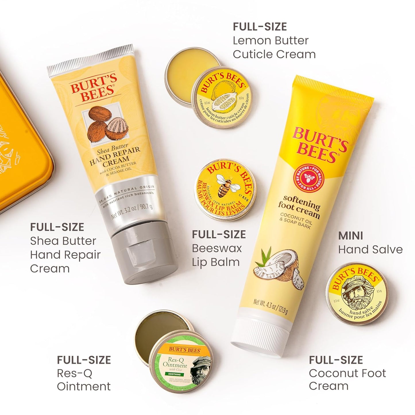 Burt's_Bees_Gifts_Ideas_-_Classics_Set,_6_Products_in_Giftable_Tin_a€“_Cuticle_Cream,_Hand_Salve,_Lip_Balm,_Res-Q_Ointment,_Hand_Repair_and_Foot_Cream
