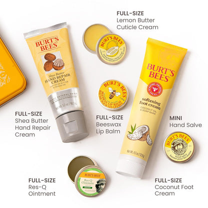 Burt's_Bees_Gifts_Ideas_-_Classics_Set,_6_Products_in_Giftable_Tin_a€“_Cuticle_Cream,_Hand_Salve,_Lip_Balm,_Res-Q_Ointment,_Hand_Repair_and_Foot_Cream