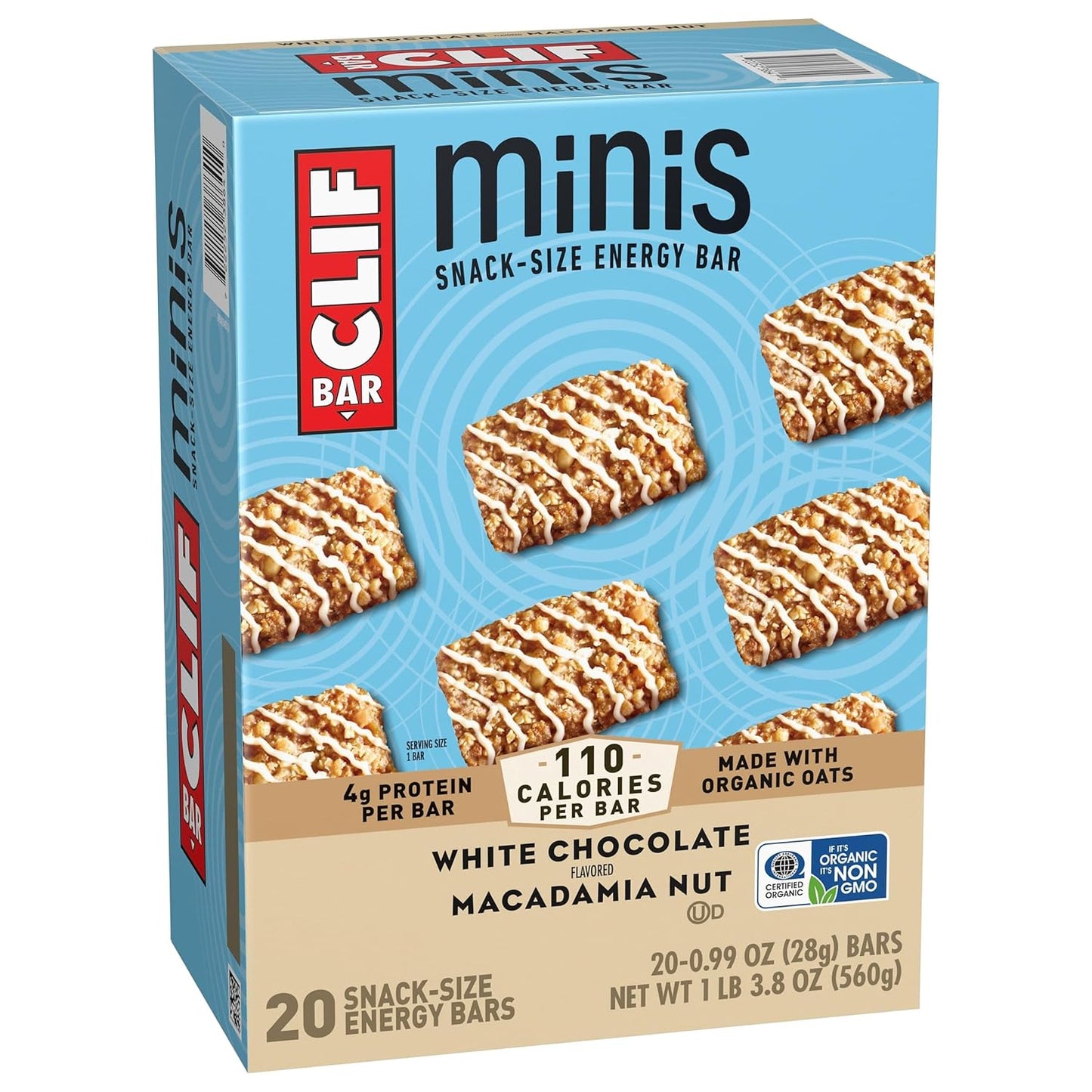 CLIF_BAR_Minis_-_White_Chocolate_Macadamia_Nut_Flavor_-_Made_with_Organic_Oats_-_4g_Protein_-_Non-GMO_-_Plant_Based_-_Snack-Size_Energy_Bars_-_0.99_oz._(20_Pack)