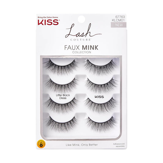 KISS_Lash_Couture_Faux_Mink_False_Eyelashes_Multipack,_‘Little_Black_Dress’,_12mm,_Multiple_Lengths,_Reusable,_Cruelty_Free,_Vegan,_Exclusive_knot-free_lash_band,_4_Pairs
