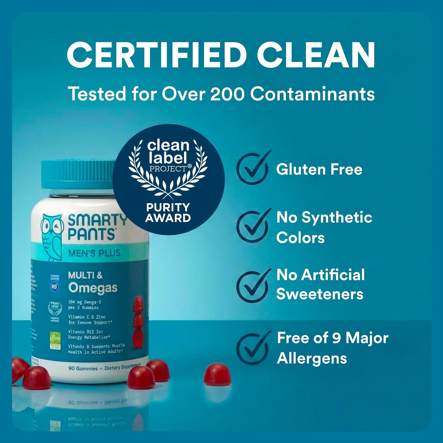 SmartyPants_Men's_Multivitamin_Gummies_with_Omega_3_DHA/EPA,_Methylfolate,_Vitamin_D3,_C,_B12,_B6,_A,_K,_Zinc,_Raspberry_Lemonade_Flavor,_90_Count_(30_Day_Supply)