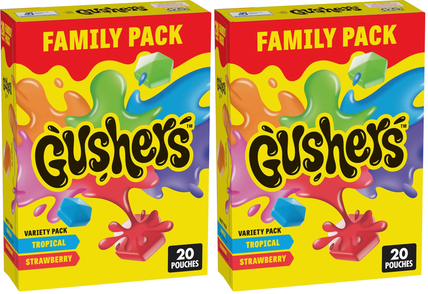 Gushers Fruit Flavored Snacks, Variety Pack, Strawberry and Tropical, 20 ct (Pack of 2)