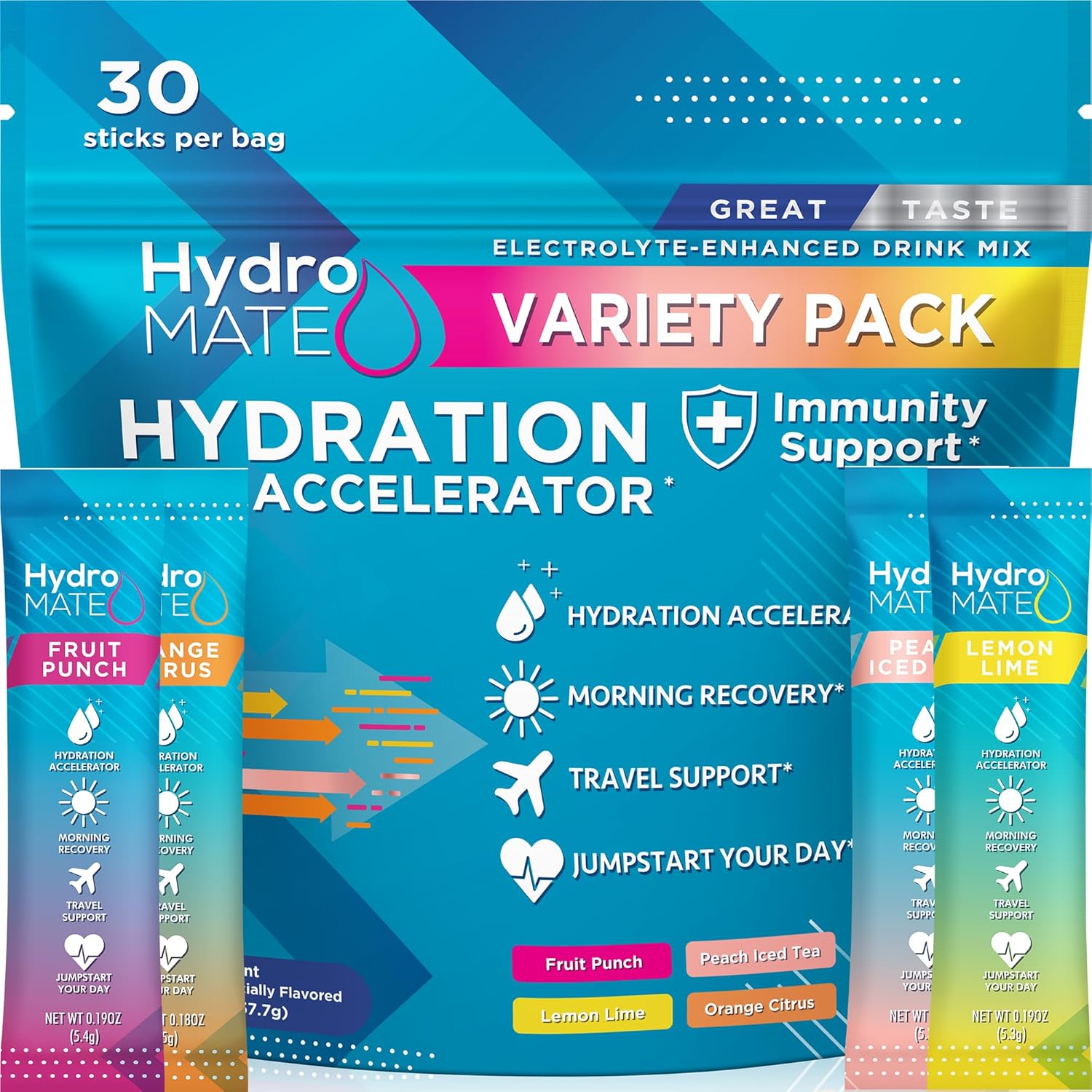 HydroMATE_Electrolyte_Powder_Variety_Pack_Hydration_Packets_Low_Sugar_30_Count