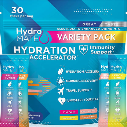 HydroMATE_Electrolyte_Powder_Variety_Pack_Hydration_Packets_Low_Sugar_30_Count