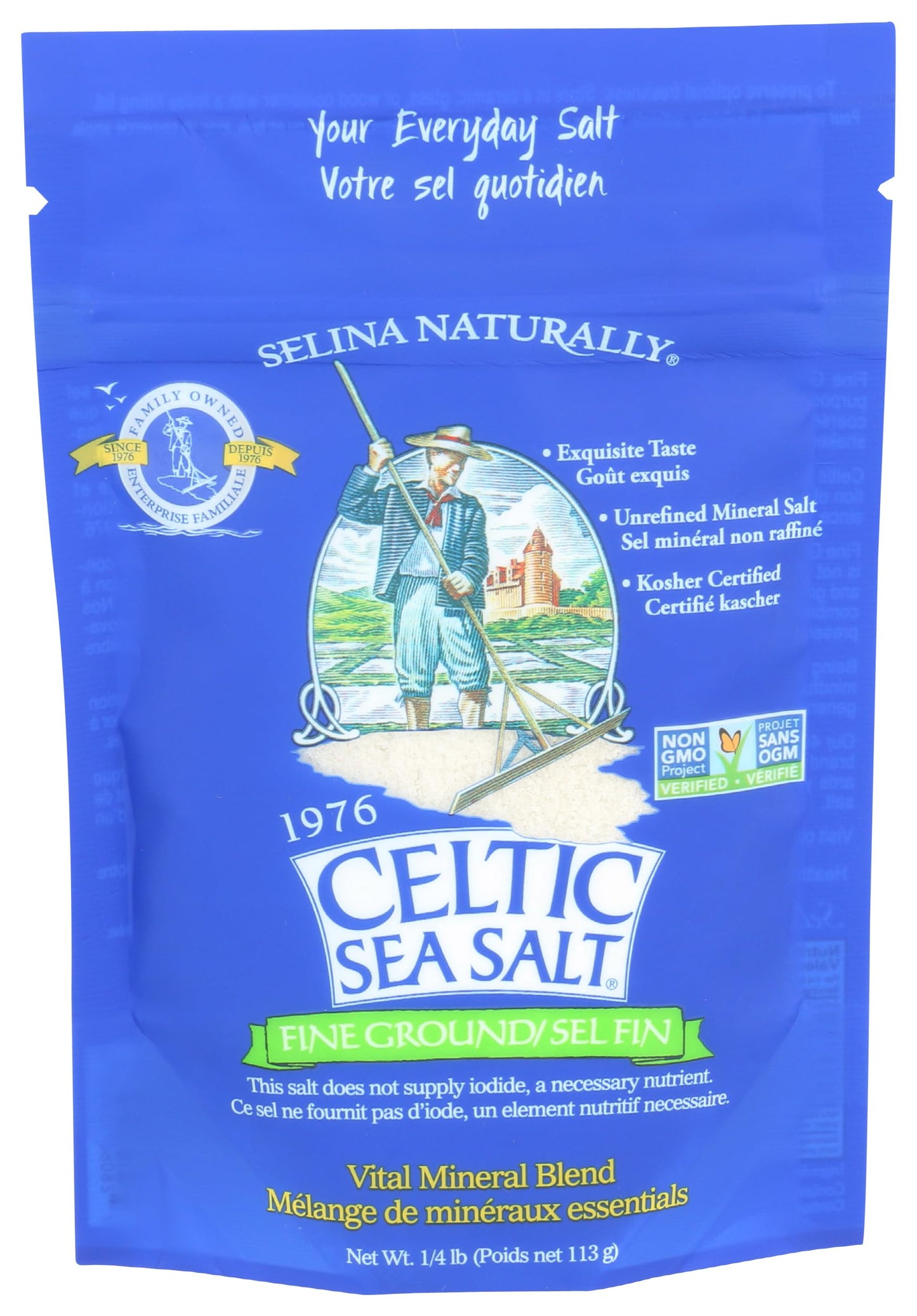 Fine Ground Celtic Sea Salt ¼ lb Resealable Bag