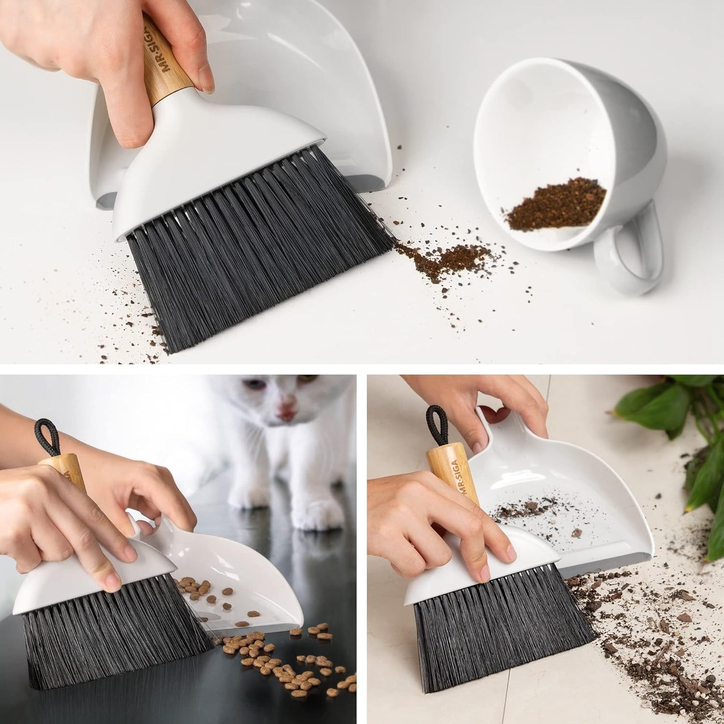 MR.SIGA_Mini_Dustpan_and_Brush_Set,_Portable_Cleaning_Brush_and_Dustpan_Combo_with_Bamboo_Handle,_1_Set
