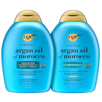 OGX_Renewing_+_Argan_Oil_of_Morocco_Shampoo_&_Conditioner_Set,_Damage_Repairing_Shampoo_&_Conditioner_Helps_Strengthen_&_Repair_Dry,_Damaged_Hair,_Sulfate-Free_Surfactants,_13_fl._Oz,_2_Pack