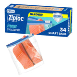 Ziploc Quart Food Storage Freezer Slider Bags, Power Shield Technology for More Durability