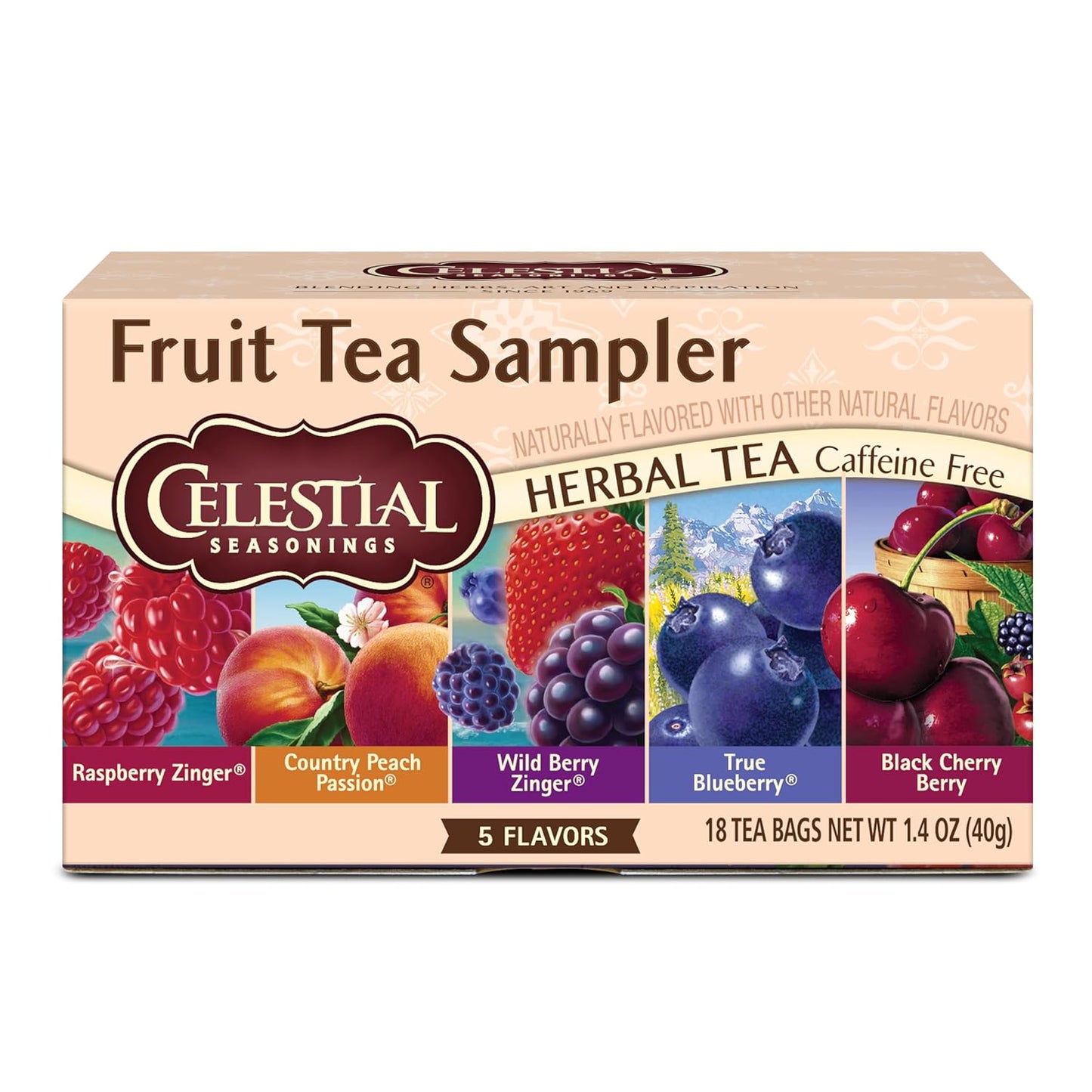 Celestial_Seasonings_Fruit_Tea_Sampler_Herbal_Tea_Variety_Pack,_Caffeine_Free,_18_Tea_Bags_Per_Box