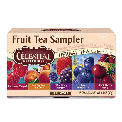 Celestial_Seasonings_Fruit_Tea_Sampler_Herbal_Tea_Variety_Pack,_Caffeine_Free,_18_Tea_Bags_Per_Box