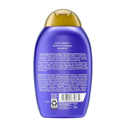 OGX_Thick_&_Full_+_Biotin_Collagen_Extra_Strength_Volumizing_Shampoo_with_Vitamin_B7_Hydrolyzed_Wheat_Protein_for_Fine_Hair._Sulfate-Free_Surfactants_Thicker,_Fuller_Hair,_13_Fl_Oz
