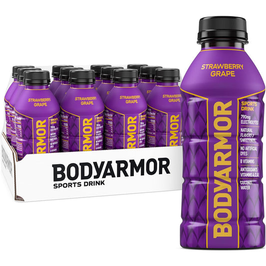BODYARMOR_Sports_Drink,_Strawberry_Grape,_Electrolyte_Drink_Hydration,_16_Fl_Oz_Bottles_(12_Pack),_Flavored_Coconut_Water_with_B_Vitamins_&_Antioxidants