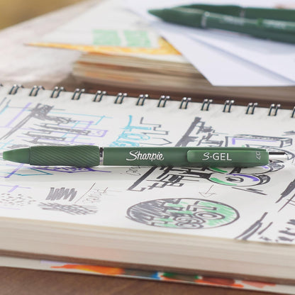 Sharpie_S-Gel_Gel_Pens,_Green_Barrel,_Black_Ink,_Medium_Point_(0.7mm),_4_Count_-_For_Home,_Office,_College,_Journaling,_Drawing,_Note-Taking,_Writing