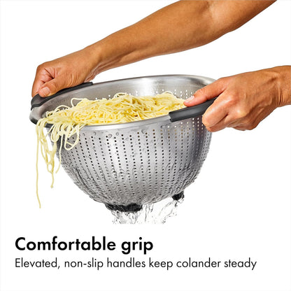 OXO_Good_Grips_Stainless_Steel_Colander,_5_qt._Capacity,_Strainer_with_Non-Slip_Handles,_Kitchen_Colander_for_Pasta_and_Vegetables,_Nesting_Stainless_Steel_Strainer_and_Sieve