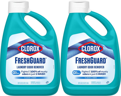 Clorox_FreshGuard_Laundry_Odor_Remover,_0%_Bleach,_Clean_Linen,_80_Fl_Oz.,_Pack_of_2_(Pack_May_Vary)