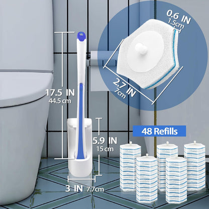 JEHONN_Disposable_Toilet_Brush_with_48_Wand_Cleaner_Refills,_Wall_Mounted_Toilet_Bowl_Brush_Holder_Set,_Bathroom_Cleaning_System_for_Sink_Bathtub_Wash_Basin_(Blue)