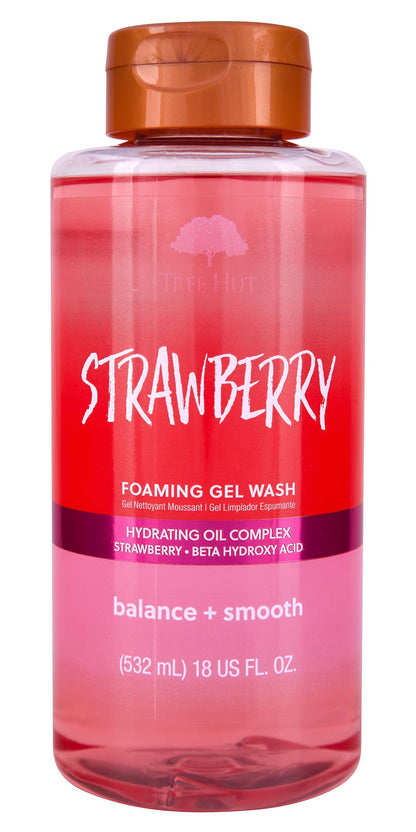 Tree Hut Strawberry Foaming Gel Wash | Cleanse &amp;amp; Soothe Skin Without Stripping Moisture | Made with our Hydrating Oil Complex | 18 fl oz.