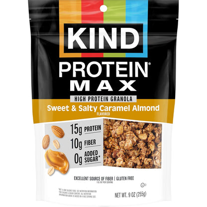 KIND_Protein_MAX_Granola,_Sweet_&_Salty_Caramel_Almond,_15g_Protein,_Low_Sugar_(4g_Total,_0g_Added),_Keto_Friendly,_Gluten_Free,_Non-GMO,_9oz