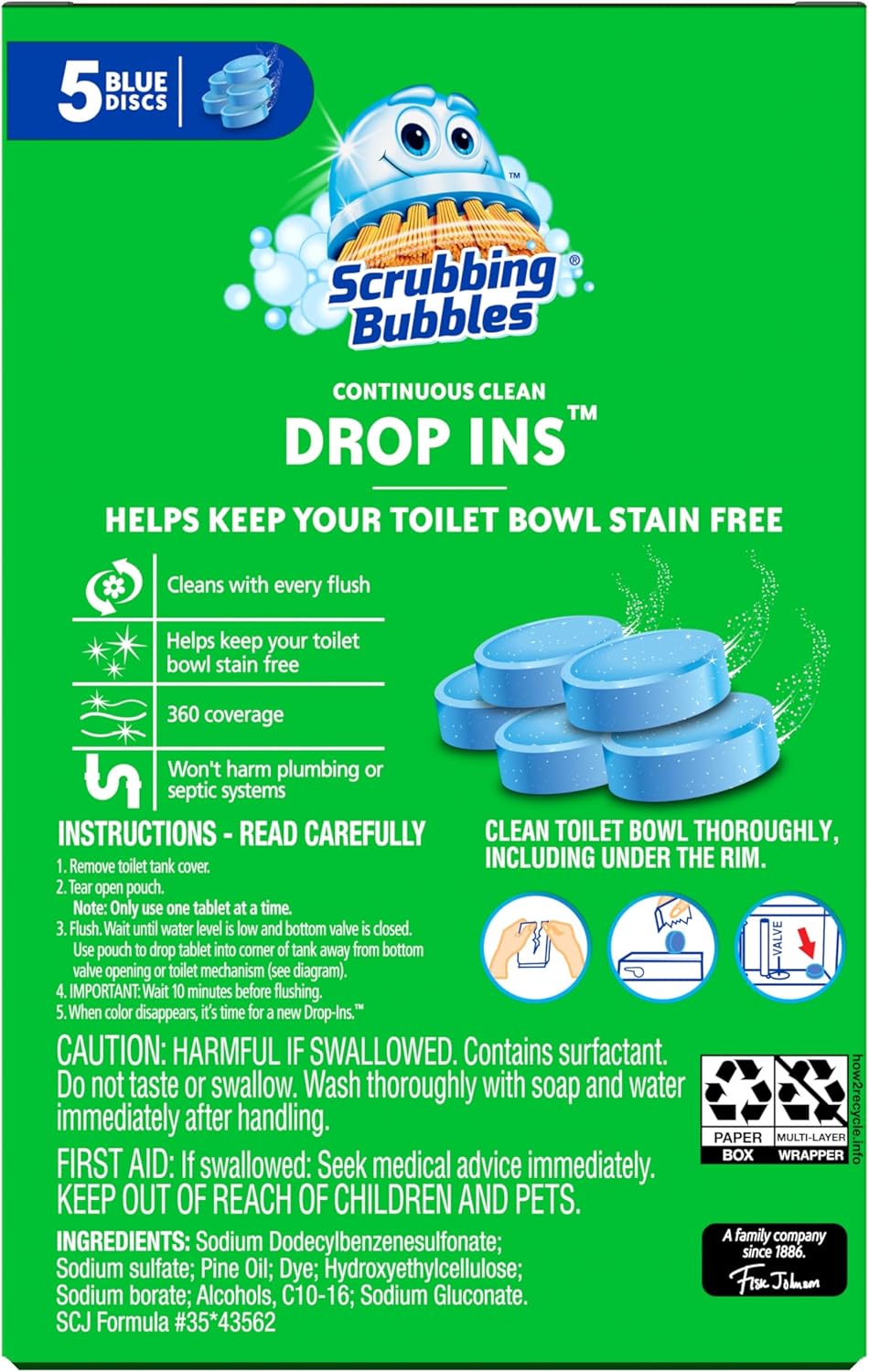 Scrubbing_Bubbles_Continuous_Clean_Toilet_Drop-Ins,_Automatic_Blue_Toilet_Bowl_Cleaner,_Septic-Safe_Tank_Tablets_Remove_Hard_Water_Minerals_&_Limescale,_Stain_&_Smell_Protection,_5_Count_(Pack_of_1)