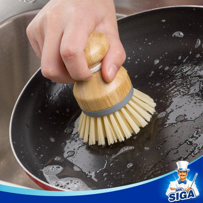 MR.SIGA_Bamboo_Palm_Brush,_Scrub_Brush_for_Dishes_Pots_Pans_Kitchen_Sink_Cleaning,_Pack_of_2