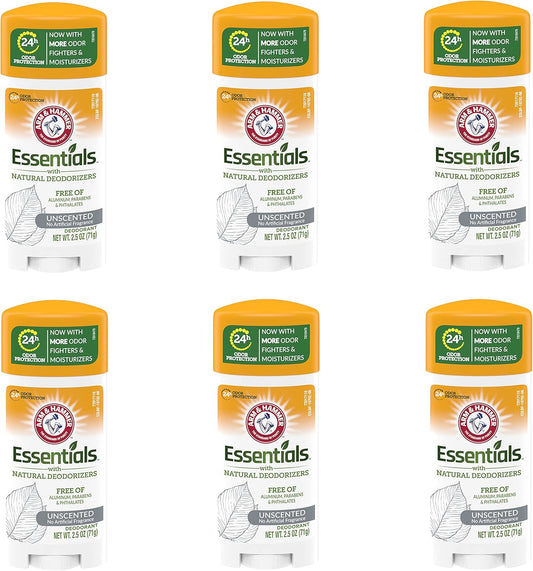 Arm_&_Hammer_Essentials_Solid_Deodorant,_Unscented,2.5_oz,_6_Count