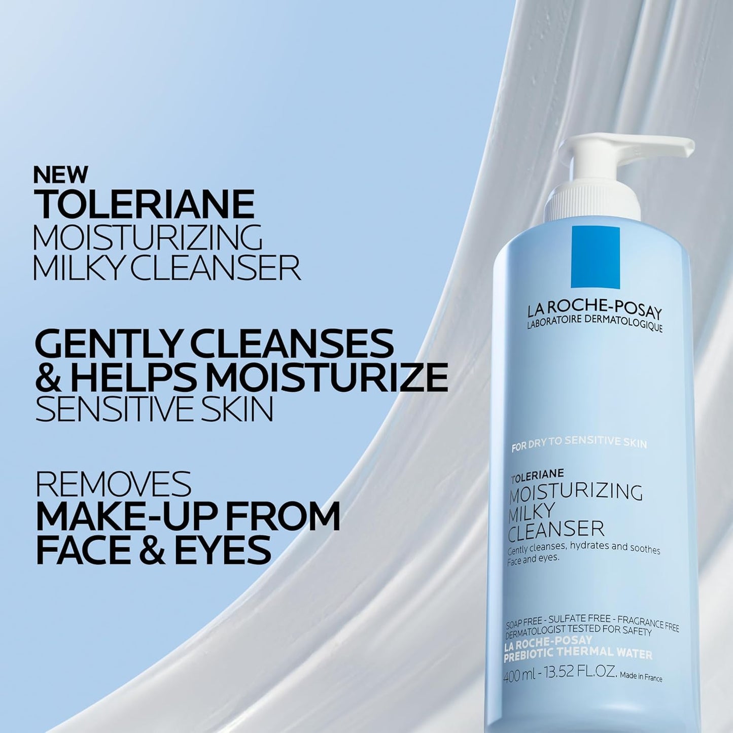La_Roche-Posay_Toleriane_Moisturizing_Milky_Cleanser,_Gentle_Face_Cleanser_with_Glycerin_for_Dry,_Sensitive_&_Allergy-Prone_Skin,_Face_Wash_for_Hydration,_Makeup_Remover_Cleanser,_13.5fl_oz