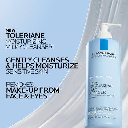 La_Roche-Posay_Toleriane_Moisturizing_Milky_Cleanser,_Gentle_Face_Cleanser_with_Glycerin_for_Dry,_Sensitive_&_Allergy-Prone_Skin,_Face_Wash_for_Hydration,_Makeup_Remover_Cleanser,_13.5fl_oz