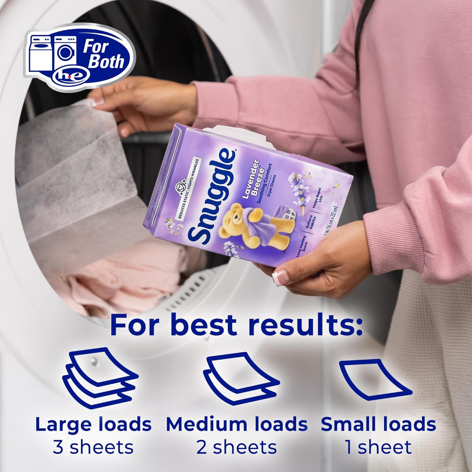Snuggle_Fabric_Softener_Dryer_Sheets,_Lavender_Breeze_Soothing_Comfort,_230_Ct,_Long-Lasting_Fresh_&_Clean_Scent,_Softens_Fabric,_Reduces_Static,_Fights_Wrinkles,_Helps_Repel_Lint_&_Pet_Hair,_HE_Safe
