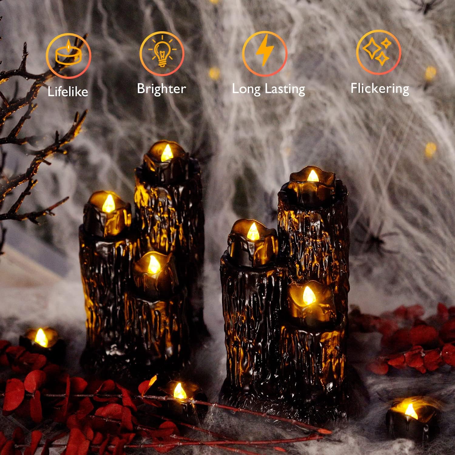 Homemory_24-Pack_Halloween_Black_Dripping_Flameless_Tea_Lights,_Battery_Operated_Flickering_LED_Candles,_Safe_for_Pumpkins,_Party_&_Holiday_Decor,_1.58"_D_x_1.2"_H,_Warm_White_Glow