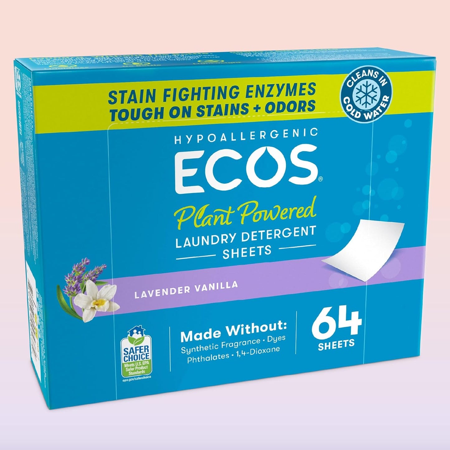 ECOS_Laundry_Detergent_Sheets_Vegan,_No_Plastic_Jug,_No_Mess,_Liquid_Free_-_Hypoallergenic,_Plant_Powered_Laundry_Detergent_Sheet_-_Lavender_Vanilla_-_64_Count_(Pack_of_1)