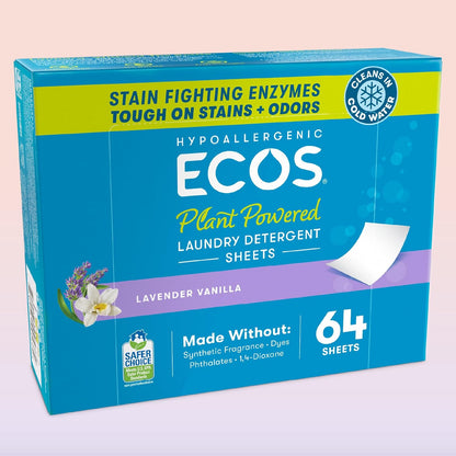 ECOS_Laundry_Detergent_Sheets_Vegan,_No_Plastic_Jug,_No_Mess,_Liquid_Free_-_Hypoallergenic,_Plant_Powered_Laundry_Detergent_Sheet_-_Lavender_Vanilla_-_64_Count_(Pack_of_1)
