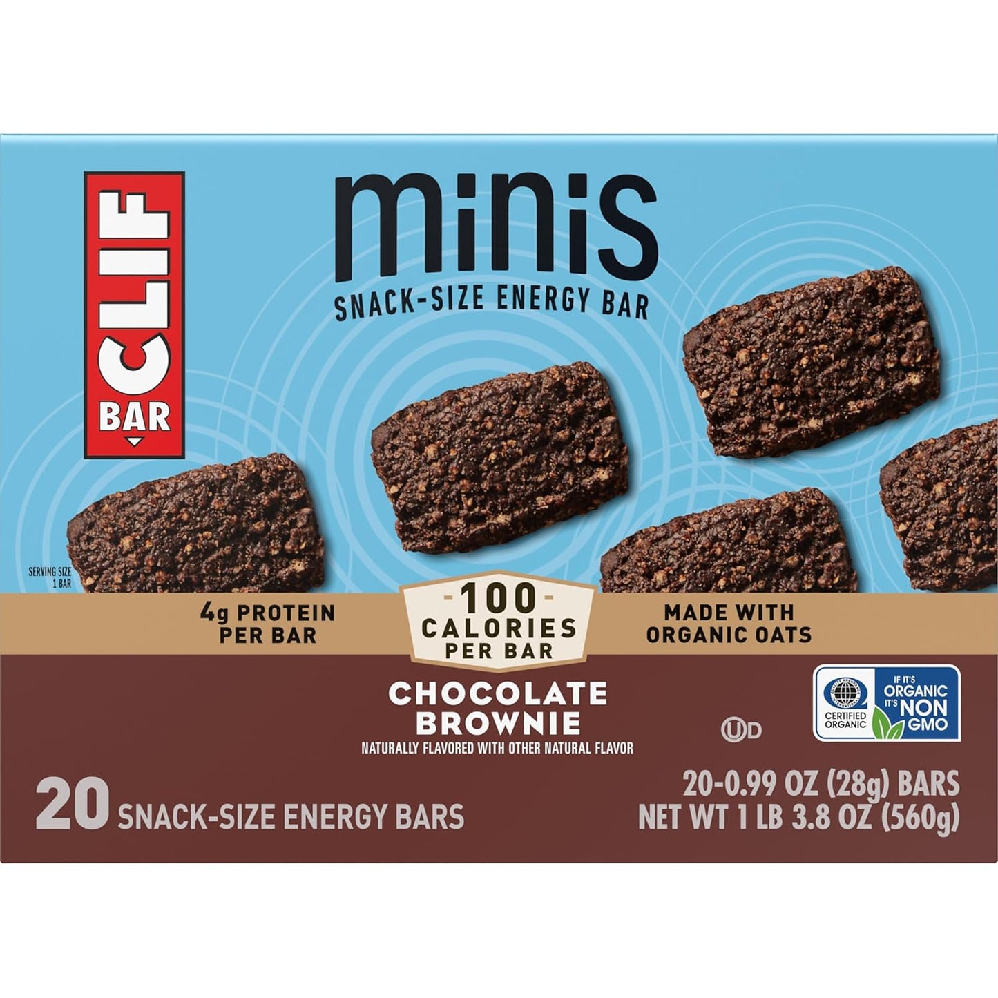 CLIF_BAR_Minis_-_Chocolate_Brownie_Flavor_-_Made_with_Organic_Oats_-_4g_Protein_-_Non-GMO_-_Plant_Based_-_Snack-Size_Energy_Bars_-_0.99_oz._(20_Pack)