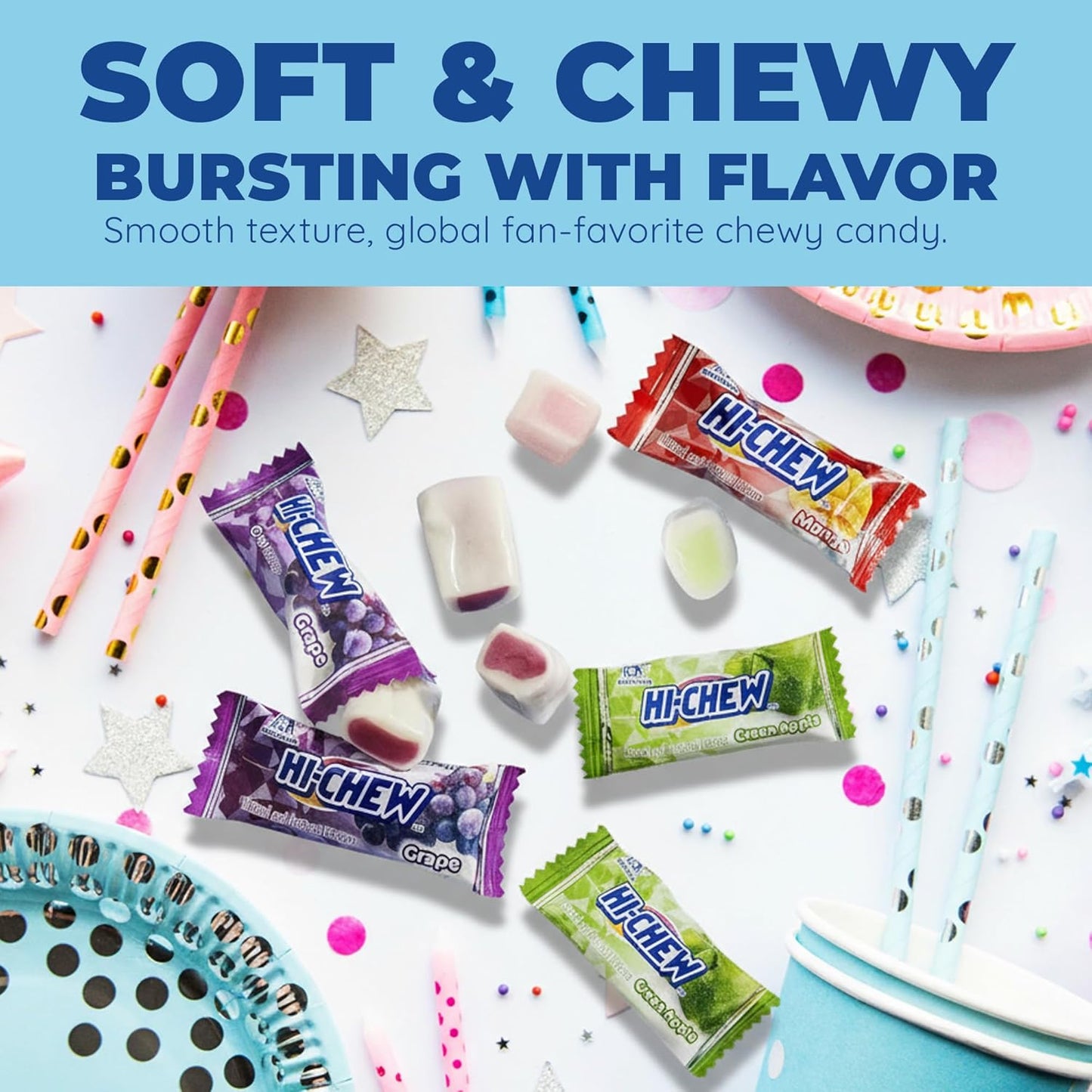 HI-CHEW_Assorted_Bulk_Candy_Bag,_Green_Apple_Strawberry_Mango_Grape,_Soft_&_Chewy_Candy_2lb_-_185+_Pieces_Individually_Wrapped_-_Made_with_Immensely_Juicy_Fruity_Flavors