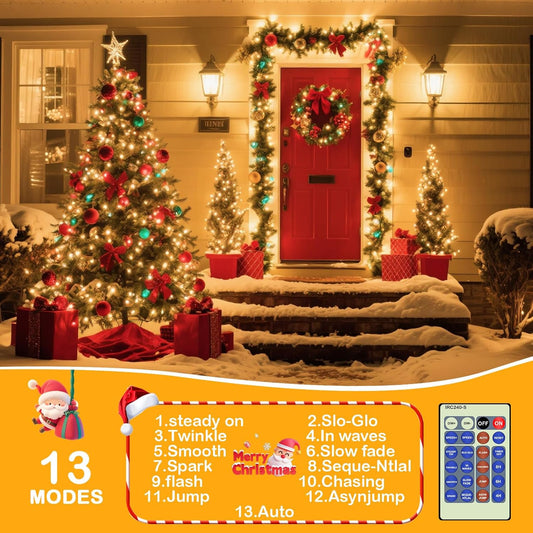 Decute_500LED_164FT_Christmas_Tree_String_Lights_Green_Wire_Dimmable_with_Remote_Control,_UL_Listed_Plug_in_Fairy_Starry_Lights_Decorative_for_Christmas_Tree_Party_Wedding_Indoor_Outdoor_Warm_White