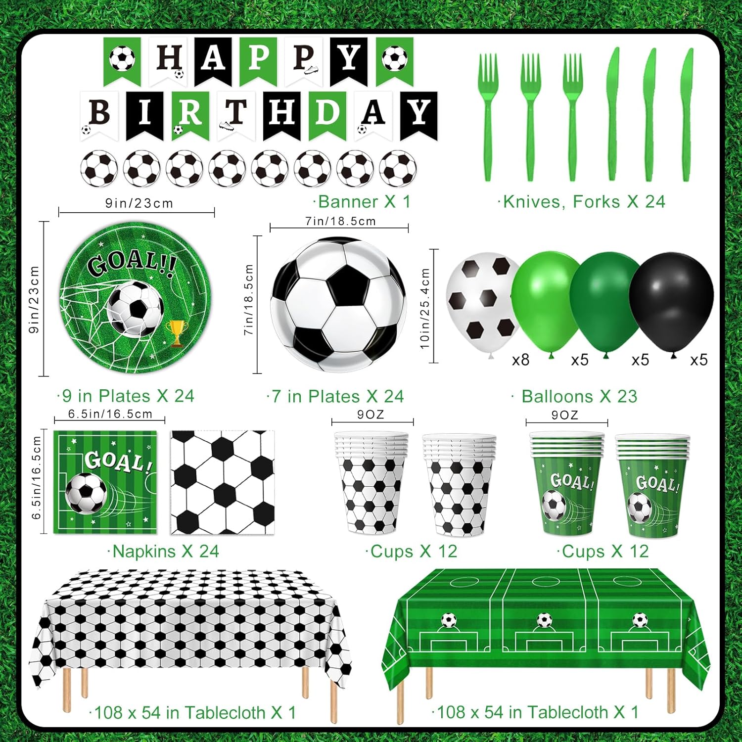 170_PCS_Soccer_Party_Decorations,_Soccer_Birthday_Party_Decorations_-_Includes_Plates,_Napkins,_Cups,_Banner,_Balloons,_Tablecloth,_Knives,_Forks_for_Sports_Soccer_Theme_Party_Decorations,_Serve_24