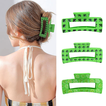ANBALA_3Pcs_St_Patricks_Day_Claw_Clips_for_Thick_Thin_Hair,_3"_Strong_Hold_Square_Claw_Clips_for_Women_Girls_Non-Slip_Green_Shamrock_Irish_Clover_Hair_Clip_St_Patricks_Day_Accessories