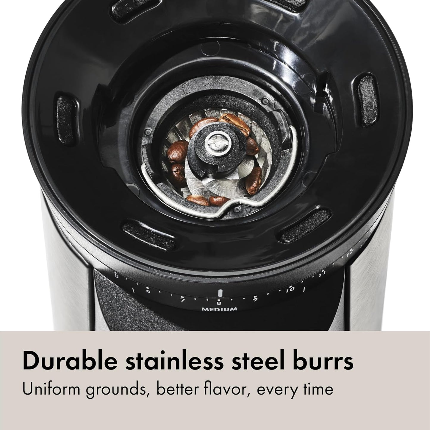 OXO_Brew_Conical_Burr_Coffee_Grinder_-_Silver,_Stainless_Steel_Burrs,_One-Touch_Automatic_Smart_Grind