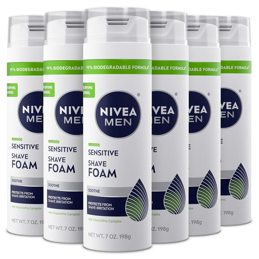 NIVEA_MEN_Sensitive_Shave_Foam_with_Vitamin_E,_Soothing_Chamomile_and_Witch_Hazel_Extracts,_6_Pack_of_7_Oz_Cans