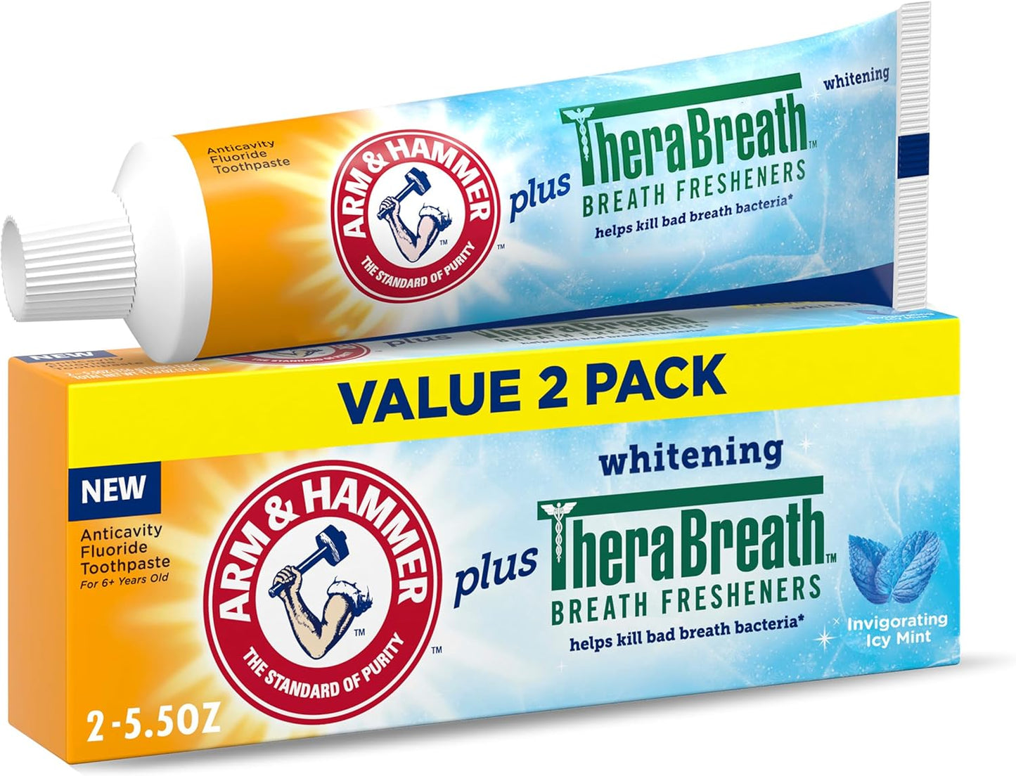 ARM_&_Hammer_Toothpaste_Plus_TheraBreath_Breath_Fresheners,_ICY_Mint_Flavor,_Teeth_Whitening_Toothpaste,_Anticavity_Fluoride_for_Bad_Breath,_5.5_Oz_(Pack_of_2)