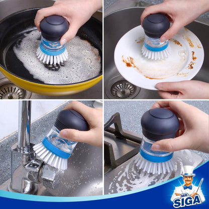 MR.SIGA_Soap_Dispensing_Palm_Brush_Storage_Set,_Kitchen_Brush_with_Holder_for_Pot_Pan_Sink_Cleaning,_1_Set