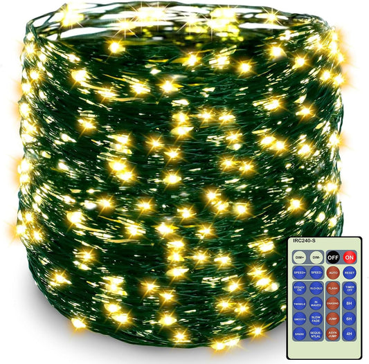 Decute_500LED_164FT_Christmas_Tree_String_Lights_Green_Wire_Dimmable_with_Remote_Control,_UL_Listed_Plug_in_Fairy_Starry_Lights_Decorative_for_Christmas_Tree_Party_Wedding_Indoor_Outdoor_Warm_White
