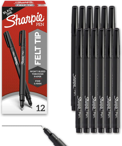 Sharpie_Felt_Tip_Pens,_Fine_Point_(0.4mm),_Felt_Tip_Markers,_Black,_12_Count_-_Journaling,_Art,_Drawing,_Teacher,_Back_to_School