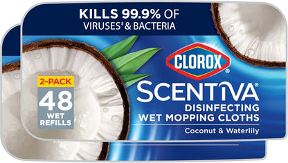 Clorox_Scentiva_Disinfecting_Wet_Mop_Pad,_Disposable_Mop_Heads,_Coconut_and_Waterlily,_2_Packs,_24_Wet_Refills_Per_Pack_(Package_May_Vary)