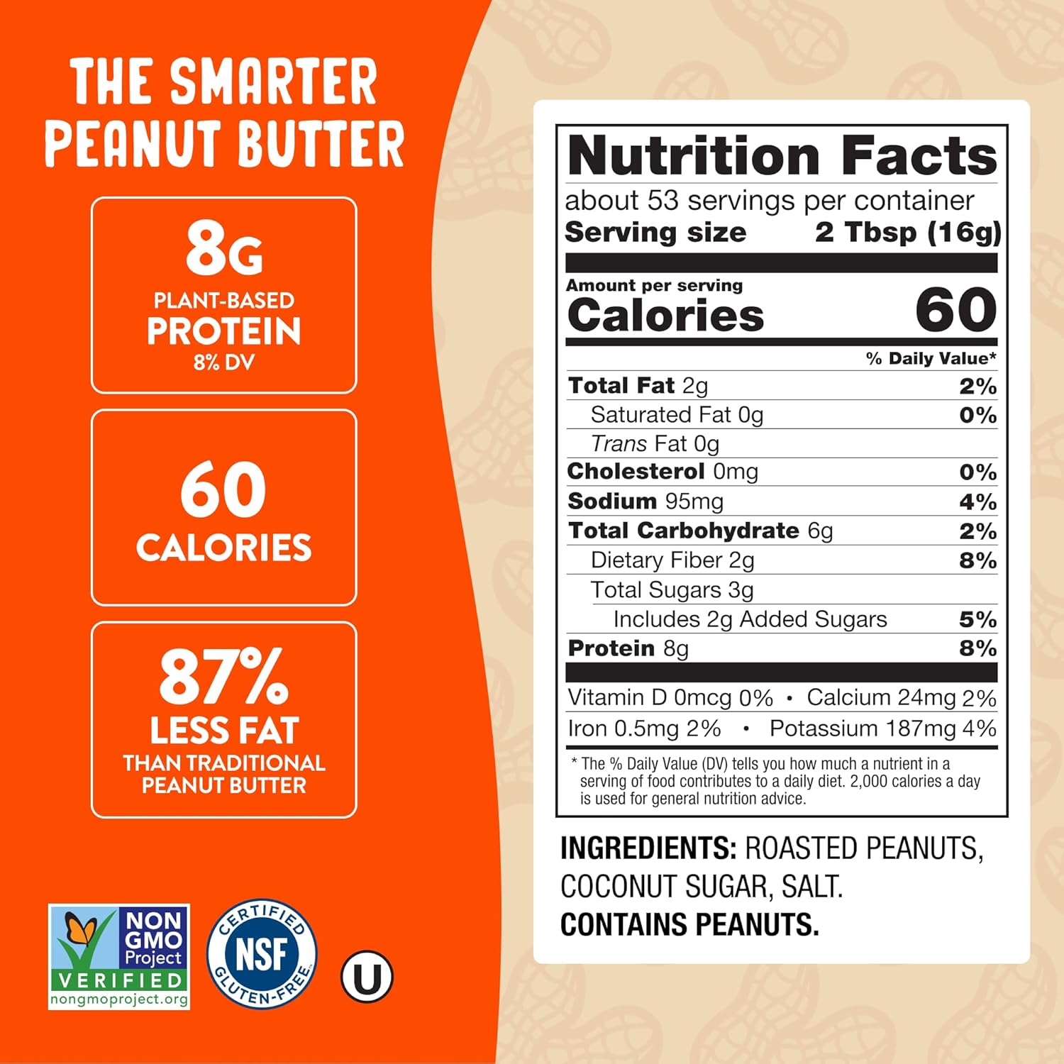 PBfit_30_Ounce_Classic_Peanut_Butter_Powder,_Powdered_Peanut_Butter_Spread_From_Real_Roasted_Peanuts,_8g_of_Protein_8%_DV,_Gluten-Free,_60_calories,_87%_less_fat_(Pack_of_1)