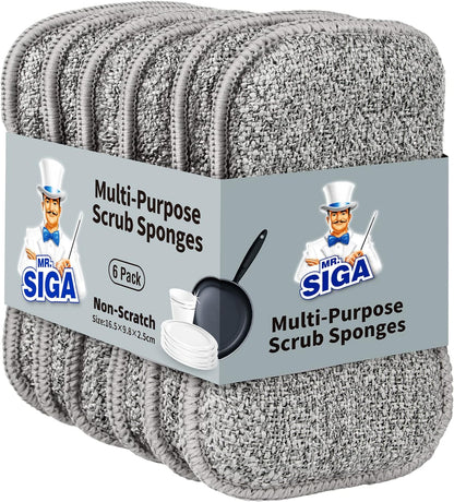 MR.SIGA_Dual-Sided_Scrub_Sponges,_Long_lasting,_Reusable_Dishwashing_Sponges_for_Kitchen,_6_Pack