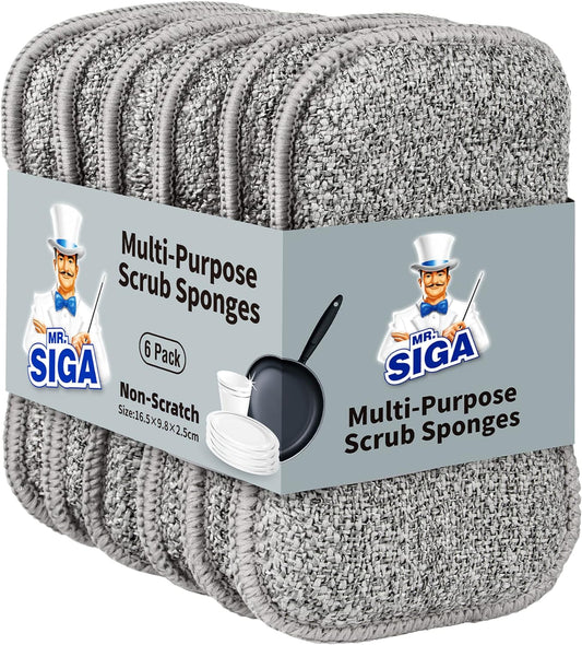 MR.SIGA_Dual-Sided_Scrub_Sponges,_Long_lasting,_Reusable_Dishwashing_Sponges_for_Kitchen,_6_Pack