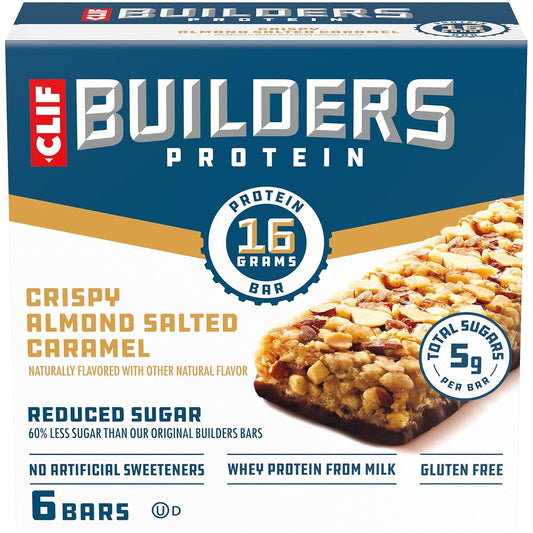 CLIF_BUILDERS_Protein_Bars_-_Crispy_Almond_Salted_Caramel_-_Reduced_Sugar_-_Gluten_Free_-_16g_Protein_-_No_Artificial_Sweeteners_-_1.97_oz._(6_Pack)